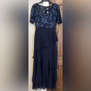 Midnight blue mother of the bride long dress.
